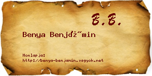 Benya Benjámin névjegykártya